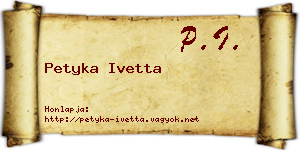 Petyka Ivetta névjegykártya